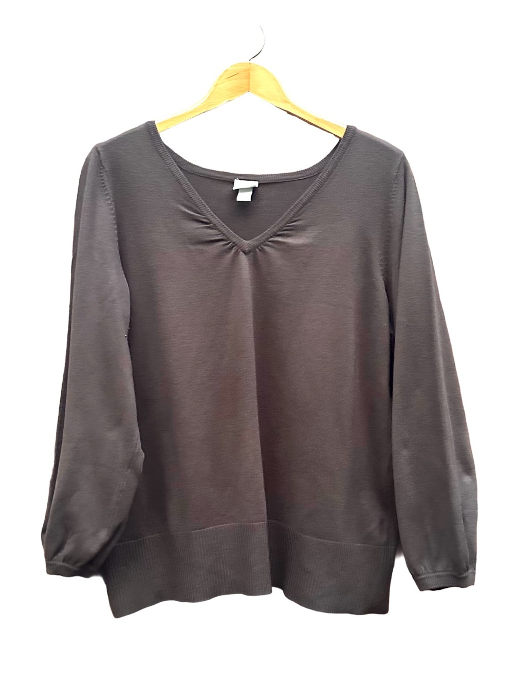 Venezia V-Neck Sweater Brown Women’s Plus Size 18/20 Gathered Cuffs Lane Bryant